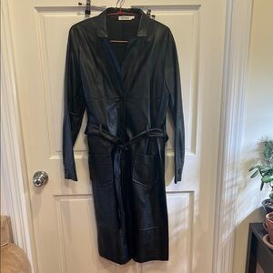 Farrow Black Faux Leather Trench Coat